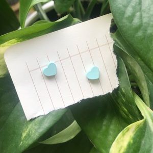 Mint green heart studs